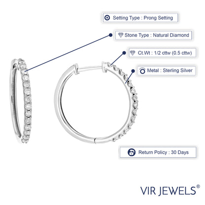 Pave Diamond Hoop Earrings