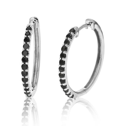 Black Diamond Hoop Earrings