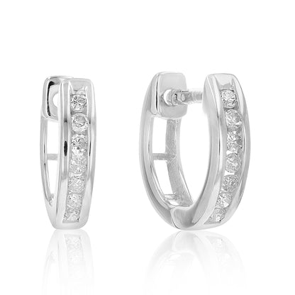 Channel Diamonds Hoop Earrings