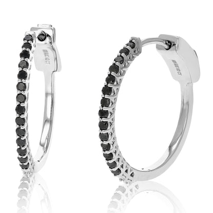 Black Diamond Prong Hoop Earring