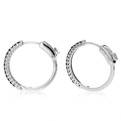 Black Diamond Prong Hoop Earring