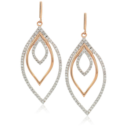 Leaf Drop Diamond Earrings