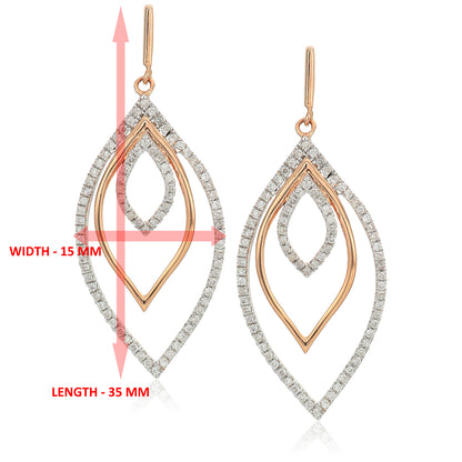 Leaf Drop Diamond Earrings