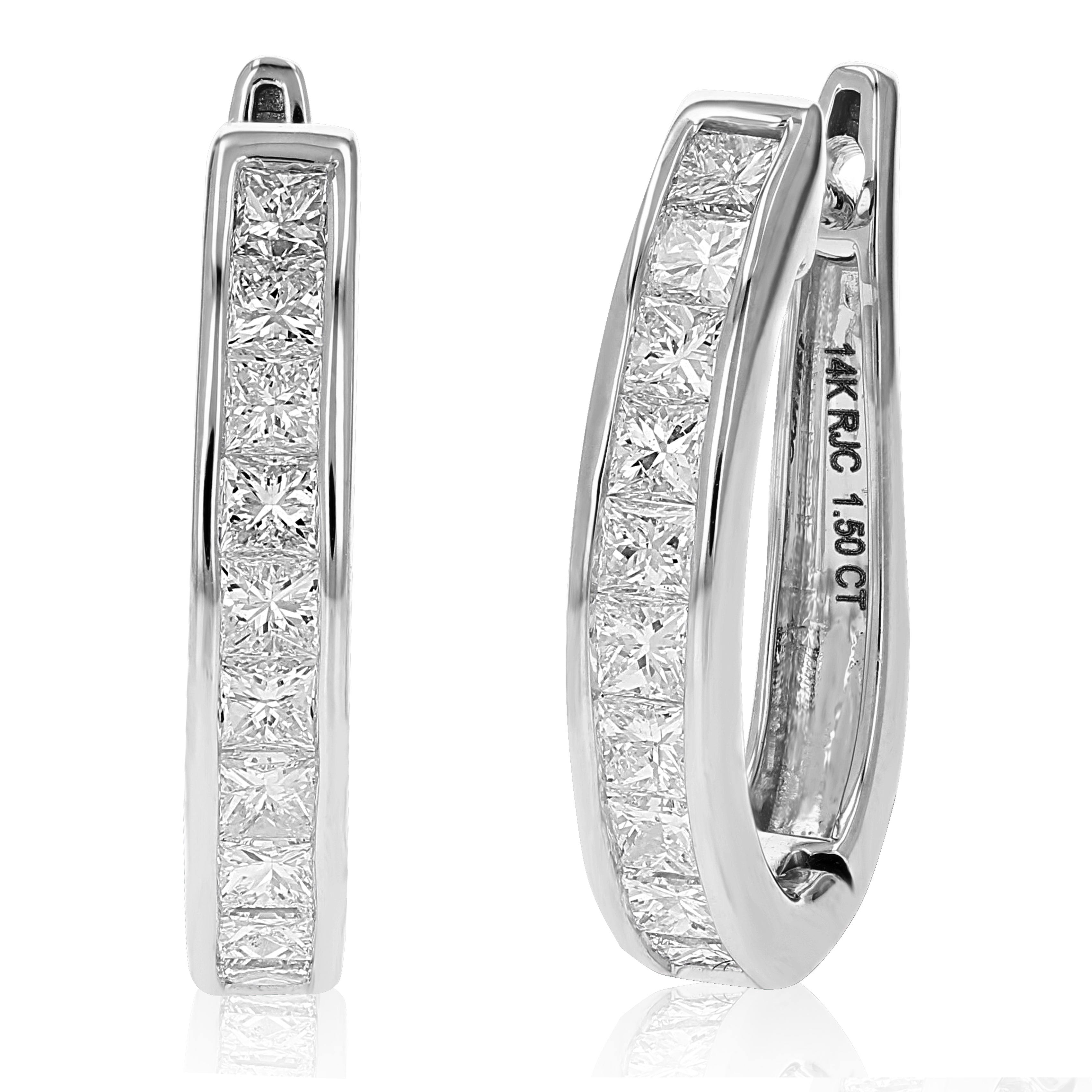 Princess Diamond Hoop Earrings