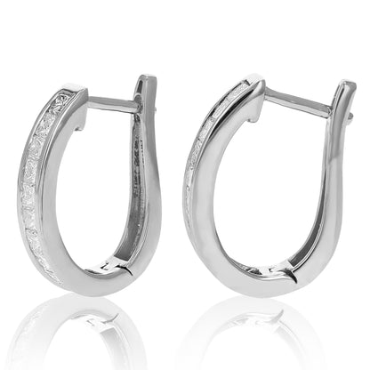 Princess Diamond Hoop Earrings