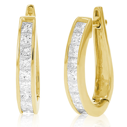 Princess Diamond Hoop Earrings