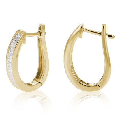 Princess Diamond Hoop Earrings