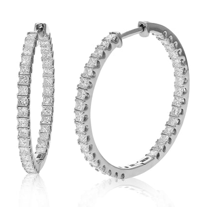 Princess Diamond Inside Out Hoop Earrings