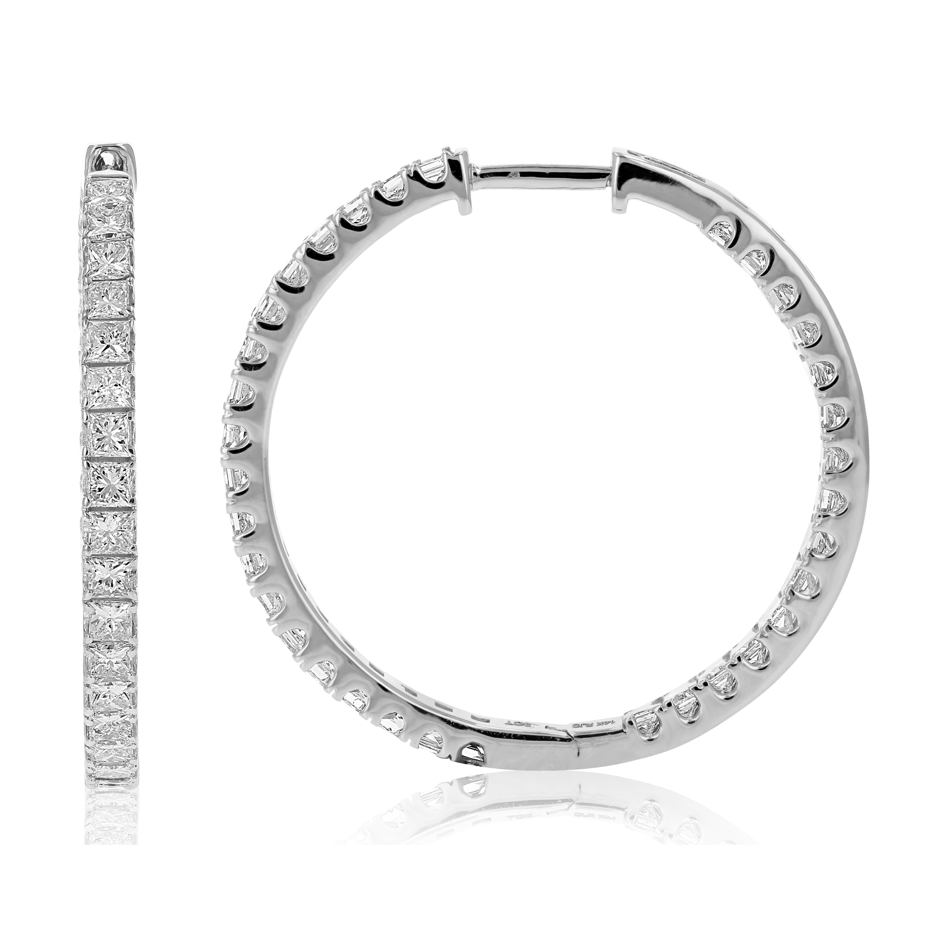 Princess Diamond Inside Out Hoop Earrings