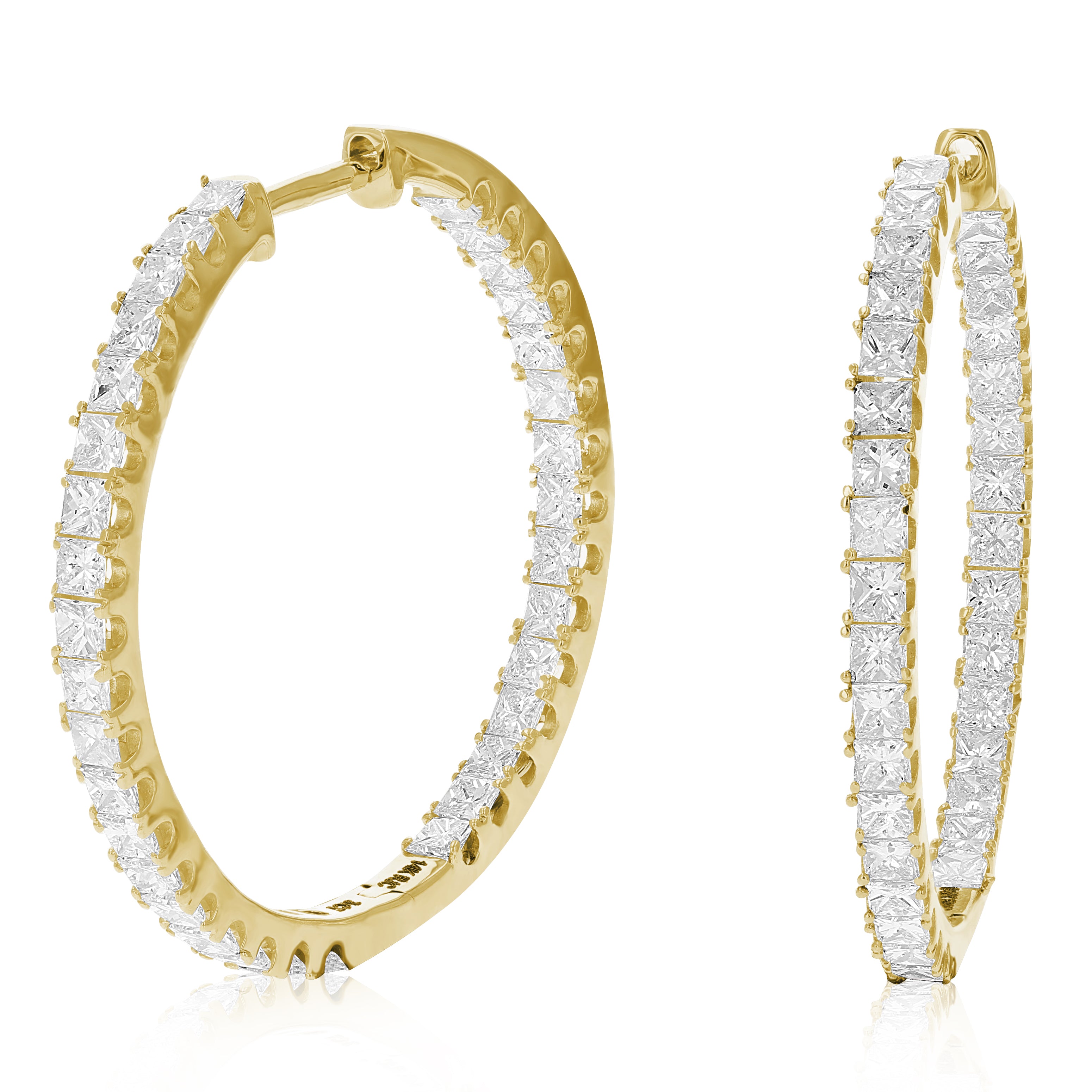 Princess Diamond Inside Out Hoop Earrings