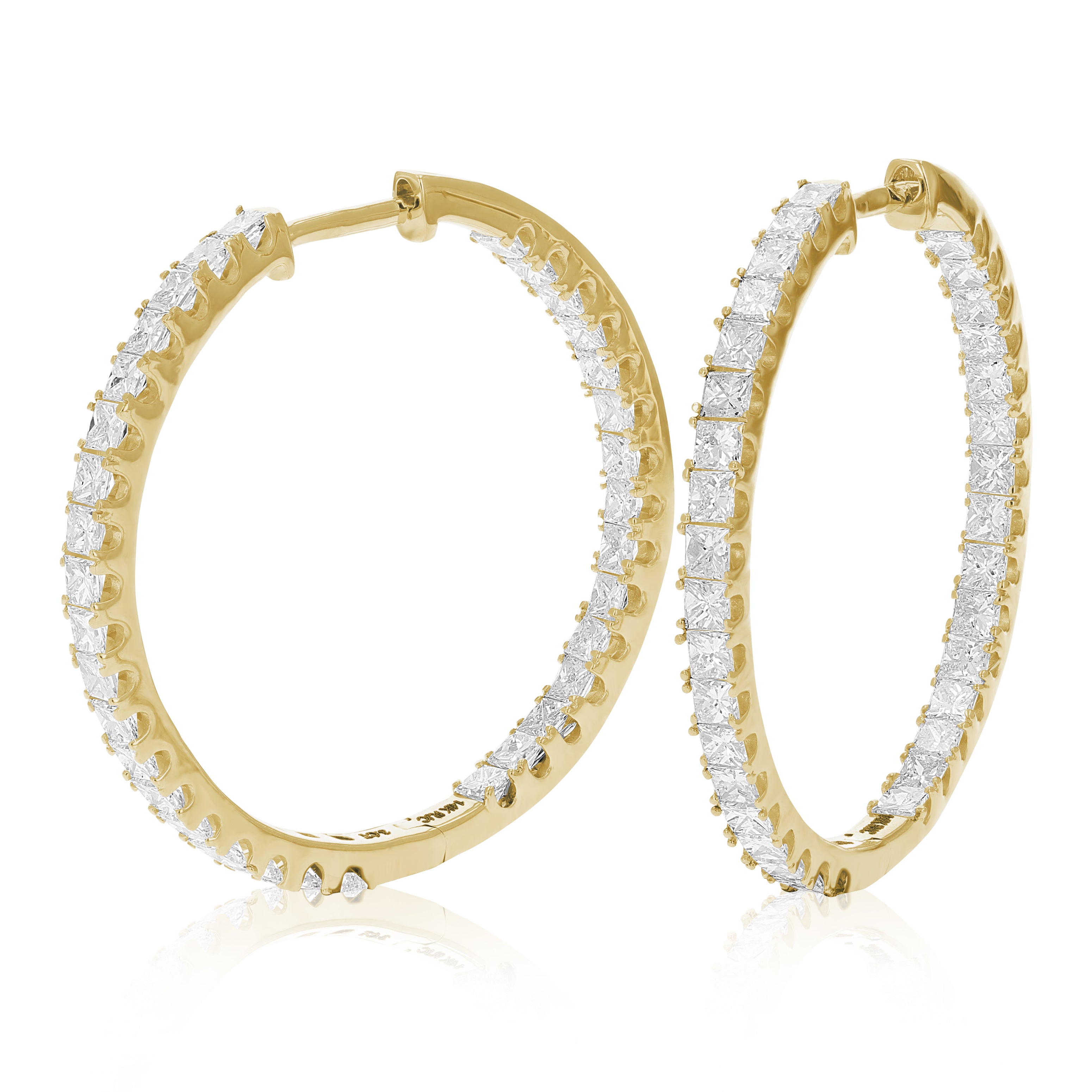 Princess Diamond Inside Out Hoop Earrings