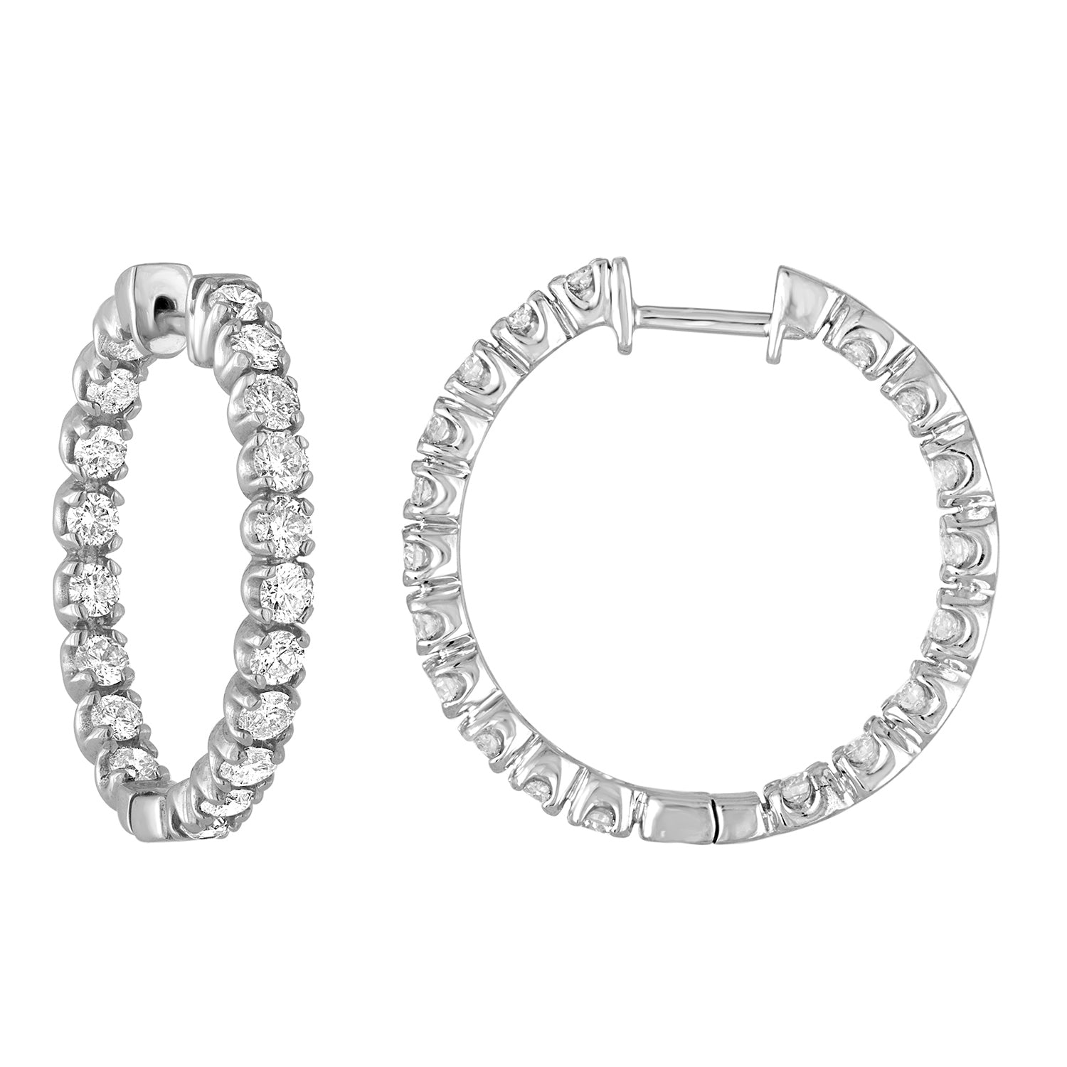 Diamond Inside Outside Hoop Earrings.