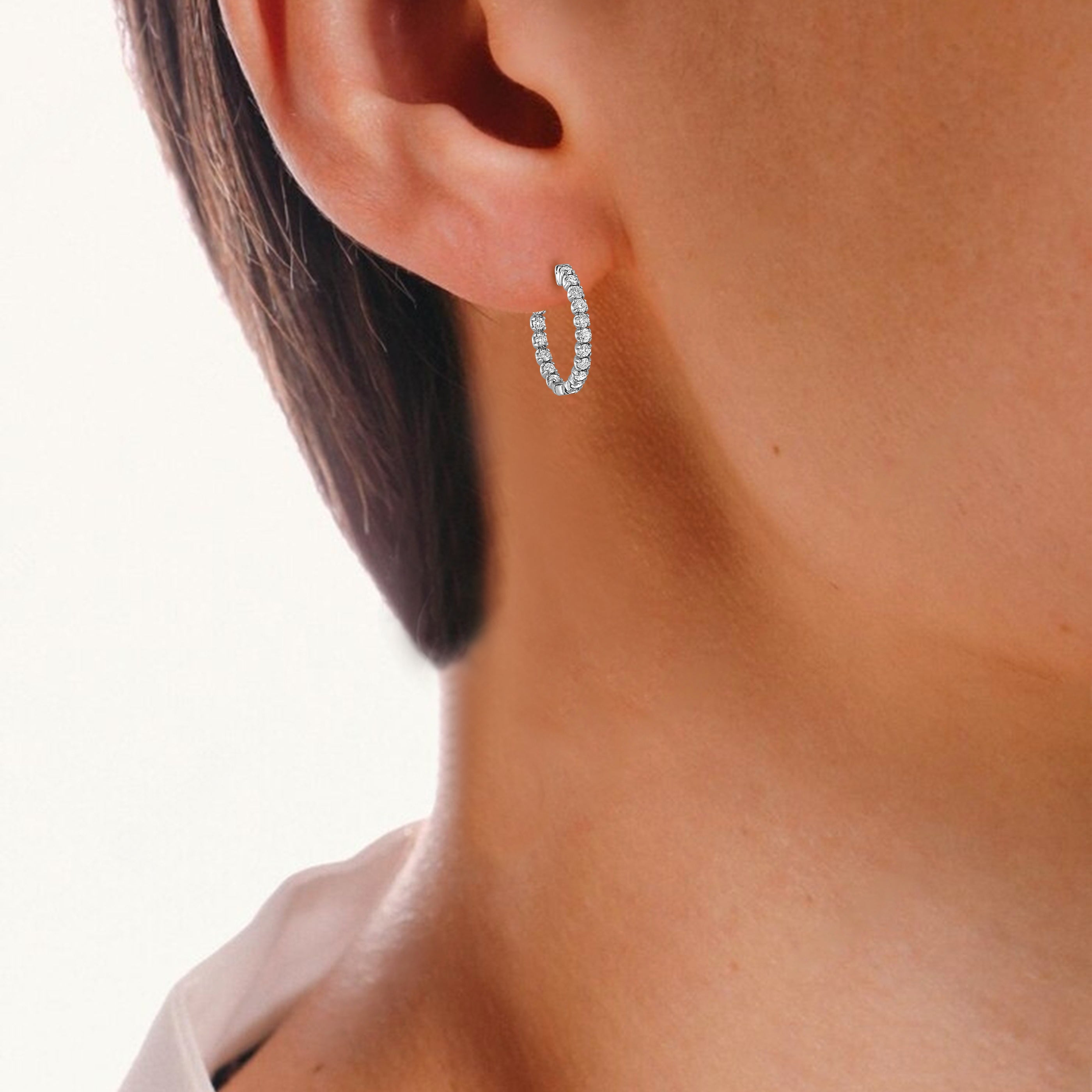 Diamond Inside Outside Hoop Earrings.