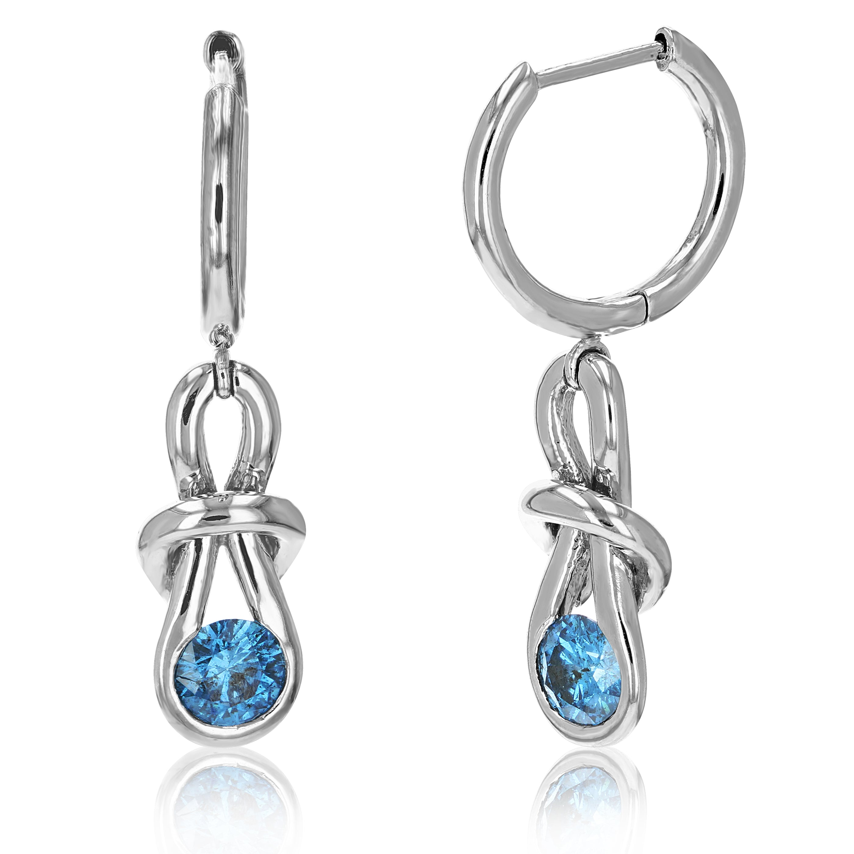 Blue Diamond Tear Drop Earrings