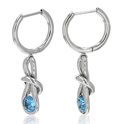 Blue Diamond Tear Drop Earrings