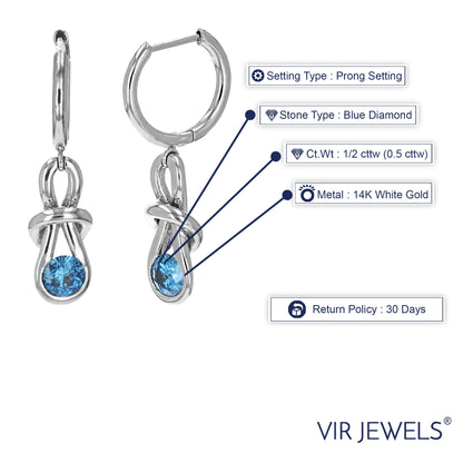 Blue Diamond Tear Drop Earrings