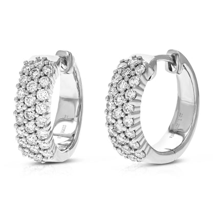 Triple Row Diamond Hoop Earrings