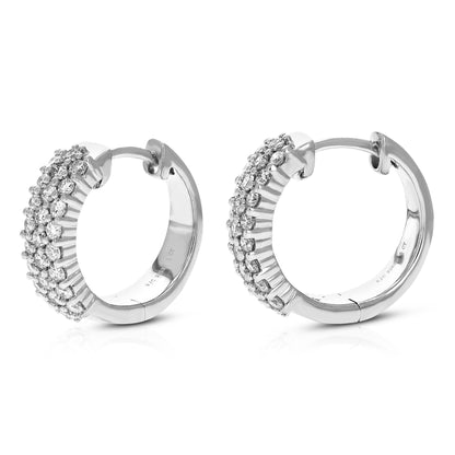 Triple Row Diamond Hoop Earrings