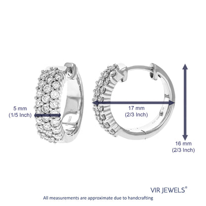 Triple Row Diamond Hoop Earrings