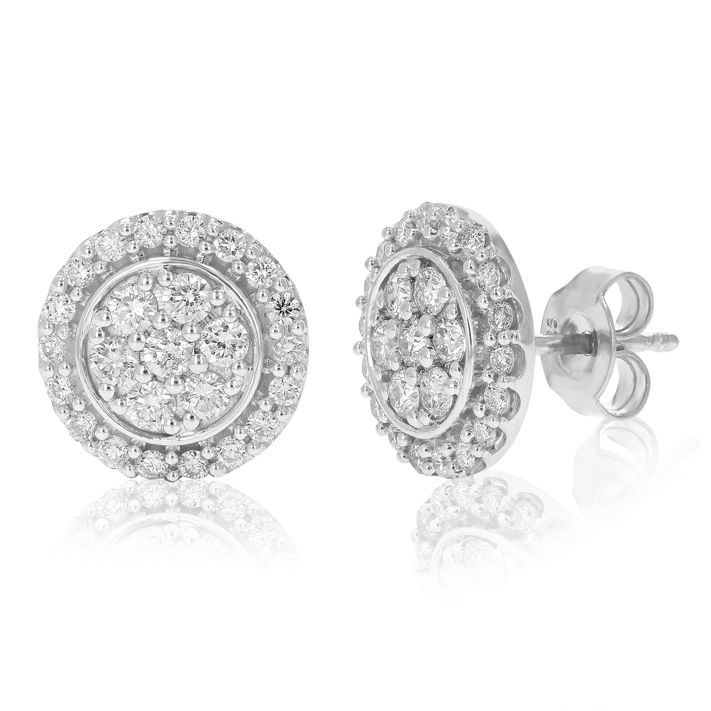 Cluster Round Diamond Stud Earrings