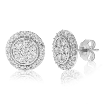 Cluster Round Diamond Stud Earrings