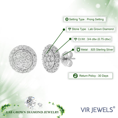 Cluster Round Diamond Stud Earrings