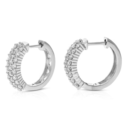 Triple Petite Diamond Hoop Earring