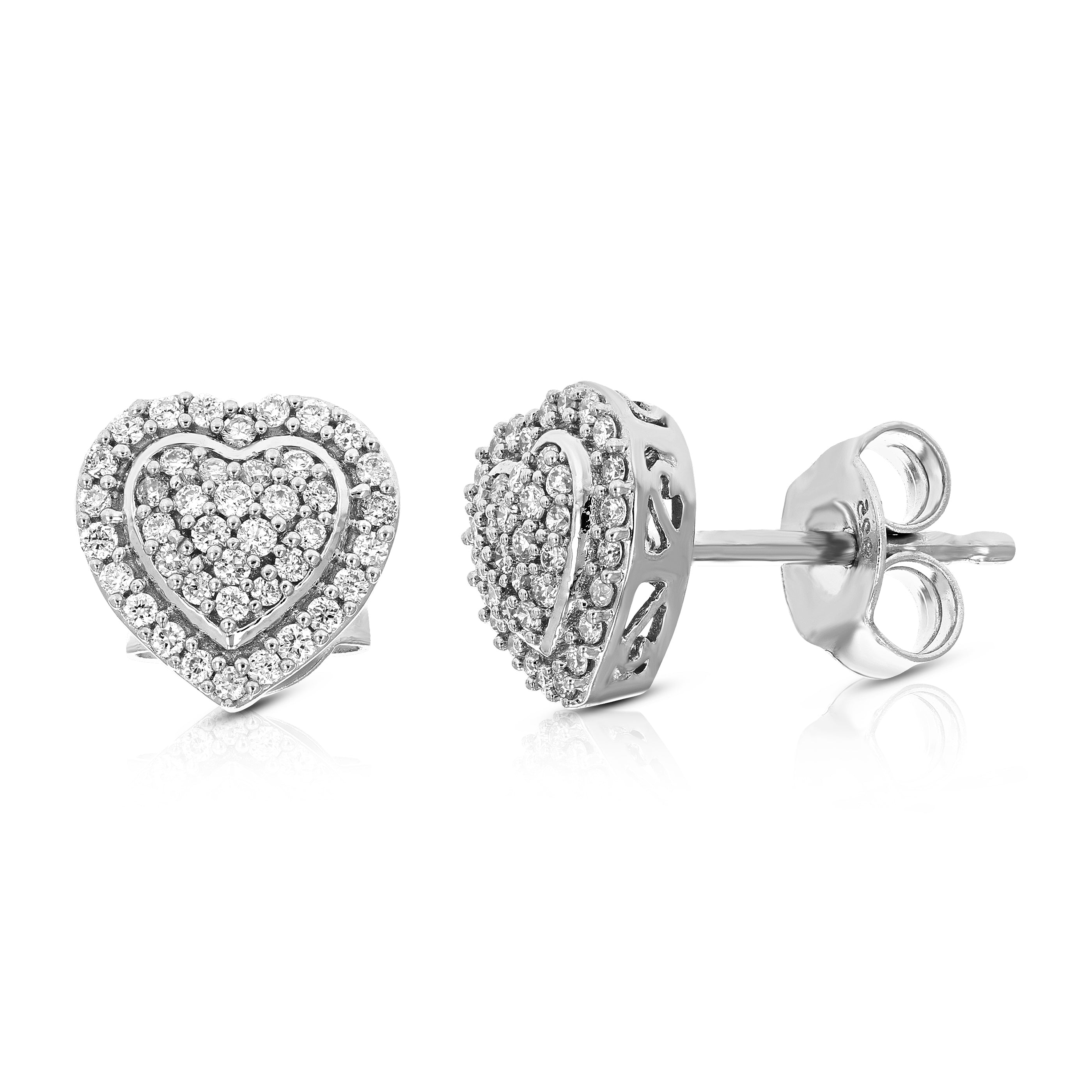 Composite Heart Diamond Stud Earrings