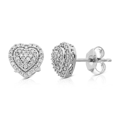 Composite Heart Diamond Stud Earrings