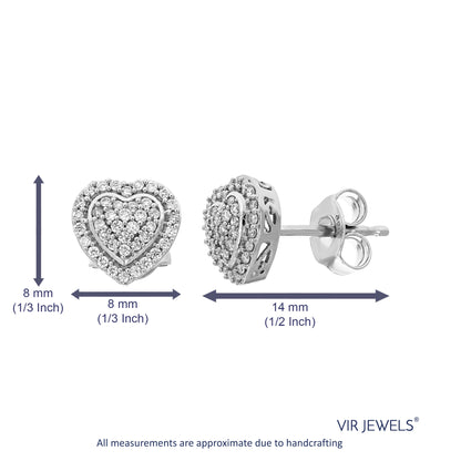 Composite Heart Diamond Stud Earrings