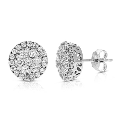 Cluster Halo Round Stud Earrings