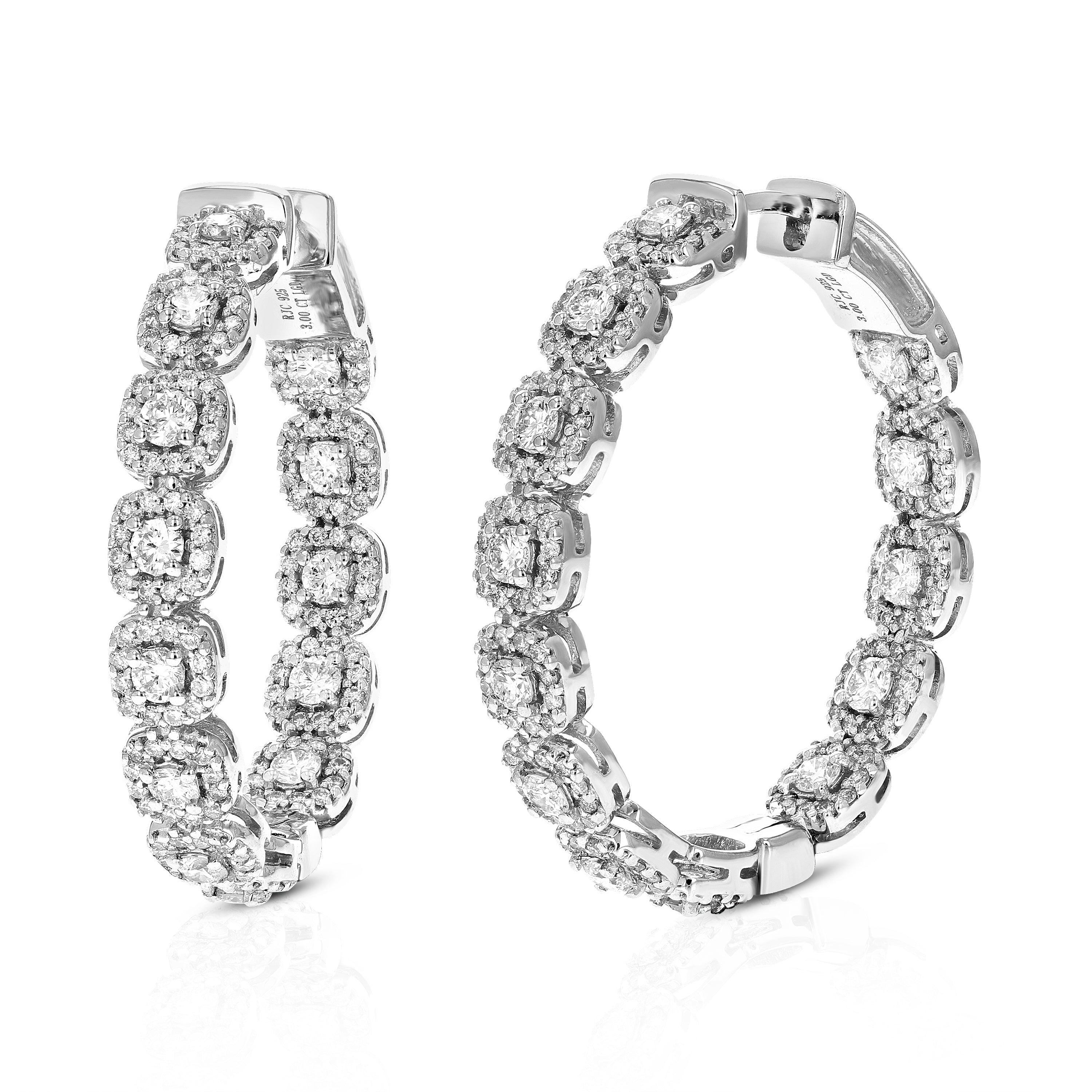 3 cttw Lab Grown Diamond Inside Out Hoop Earring in Silver – Vir Jewels