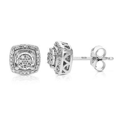 Cushion Composite Diamond Stud Earrings