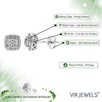 Cushion Composite Diamond Stud Earrings