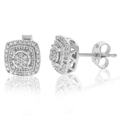 Cushion Composite Diamond Stud Earrings