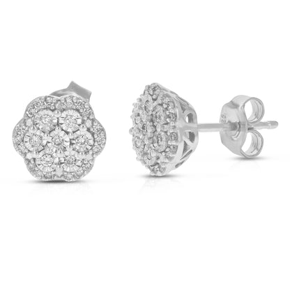 Flower Composite Diamond Stud Earrings