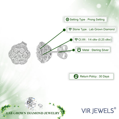 Flower Composite Diamond Stud Earrings