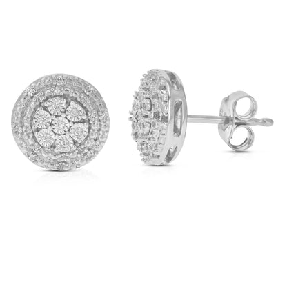 Floral Cluster Diamond Stud Earrings