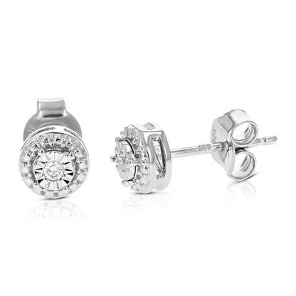 Solitaire Diamond Textured Stud Earrings