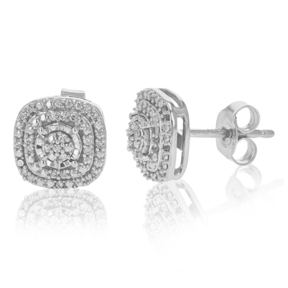 Cushion Composite Diamond Stud Earrings