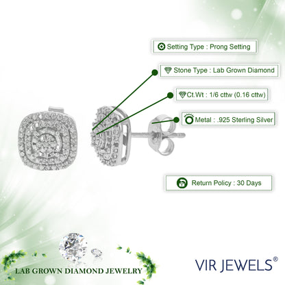 Cushion Composite Diamond Stud Earrings