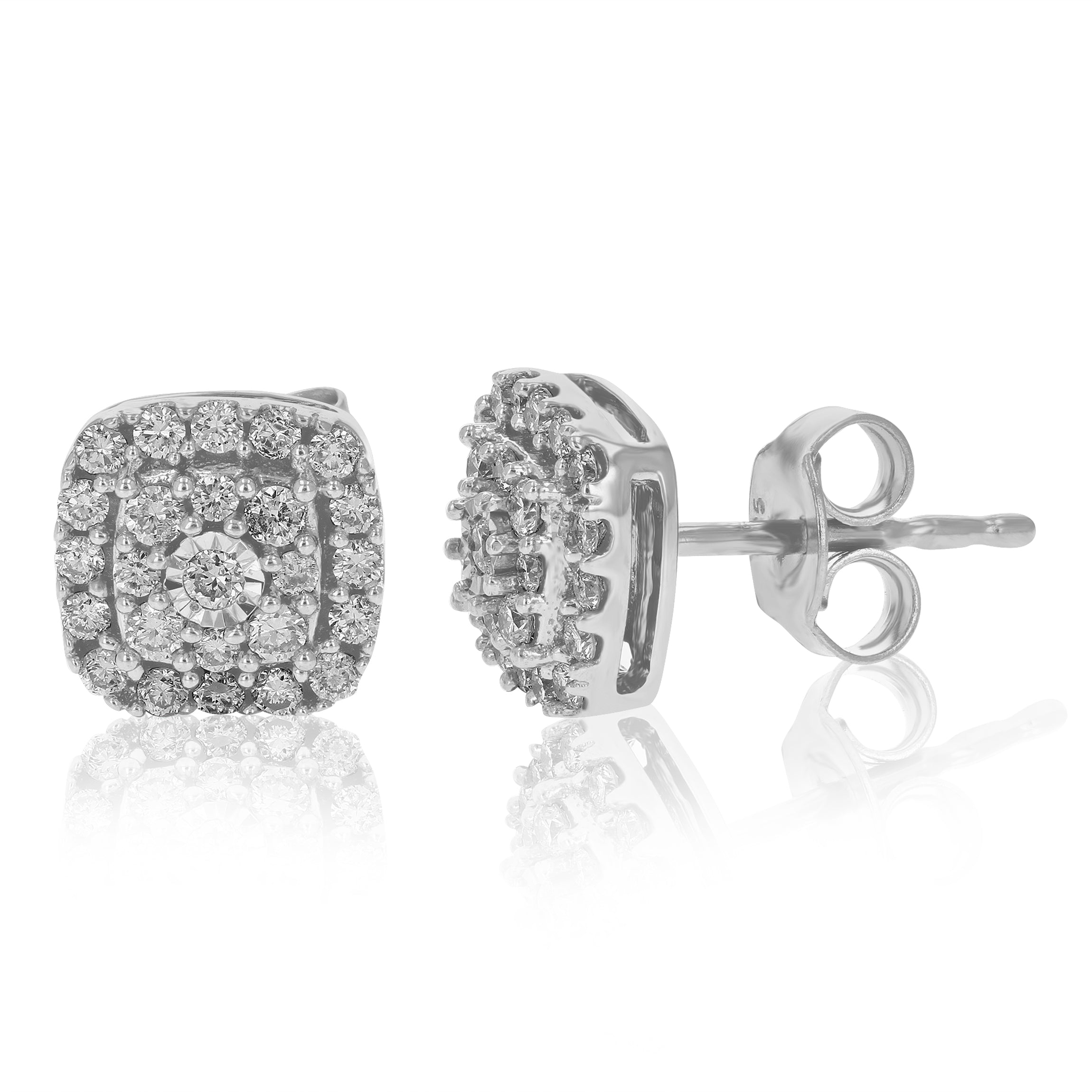 Square Halo Stud Earrings