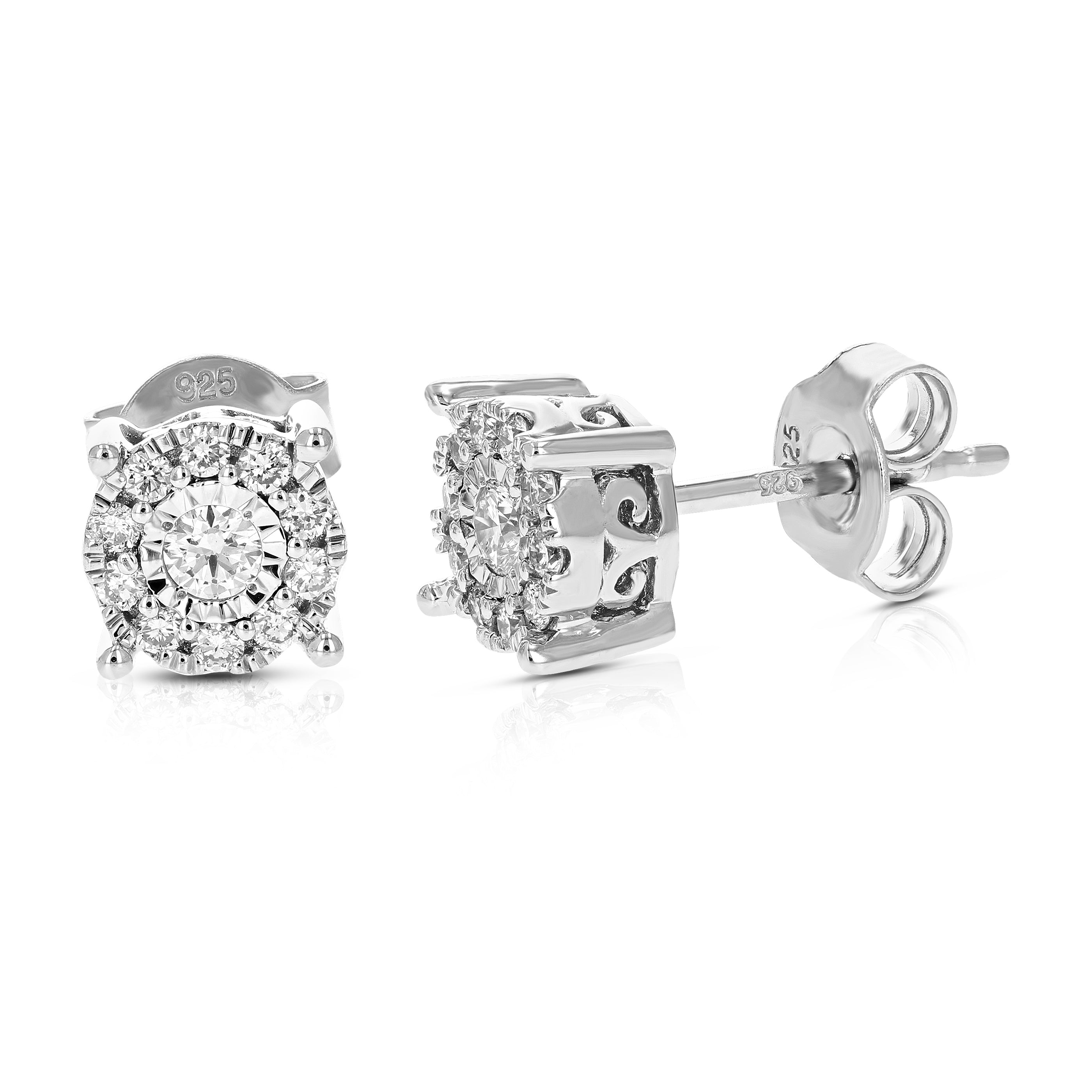 Round Halo Diamond Stud Earrings