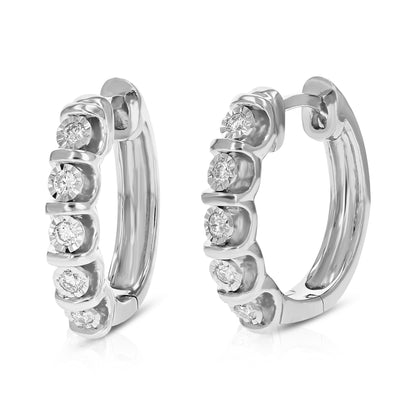 Bezel Diamond Hoop Earrings