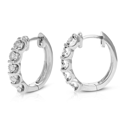 Bezel Diamond Hoop Earrings