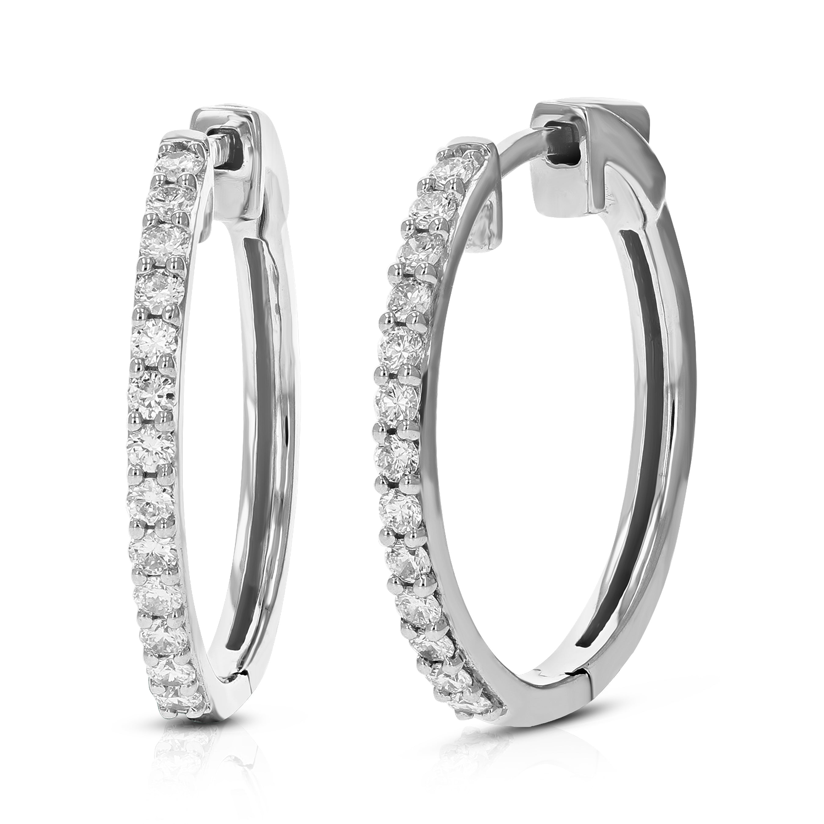 Pave Prong Diamond Hoop Earrings