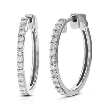 Pave Prong Diamond Hoop Earrings