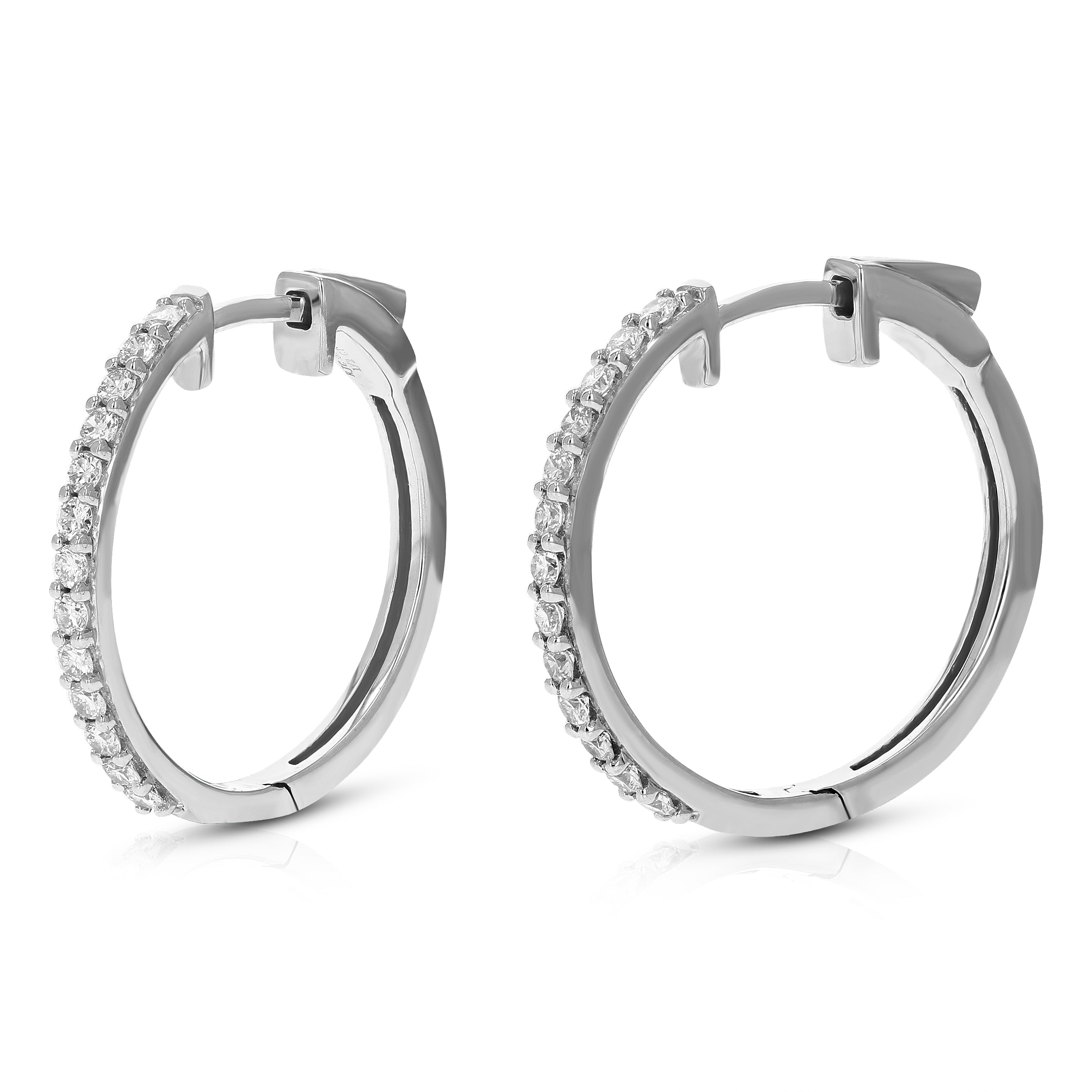 Pave Prong Diamond Hoop Earrings