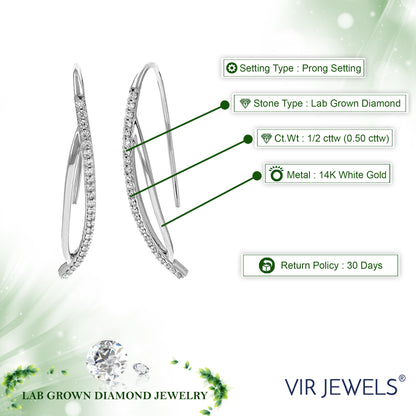 Cuff Diamond Hoop Earrings