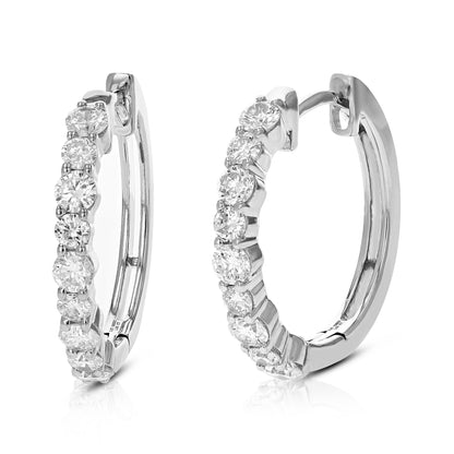 Prong Diamond Hoop Earrings